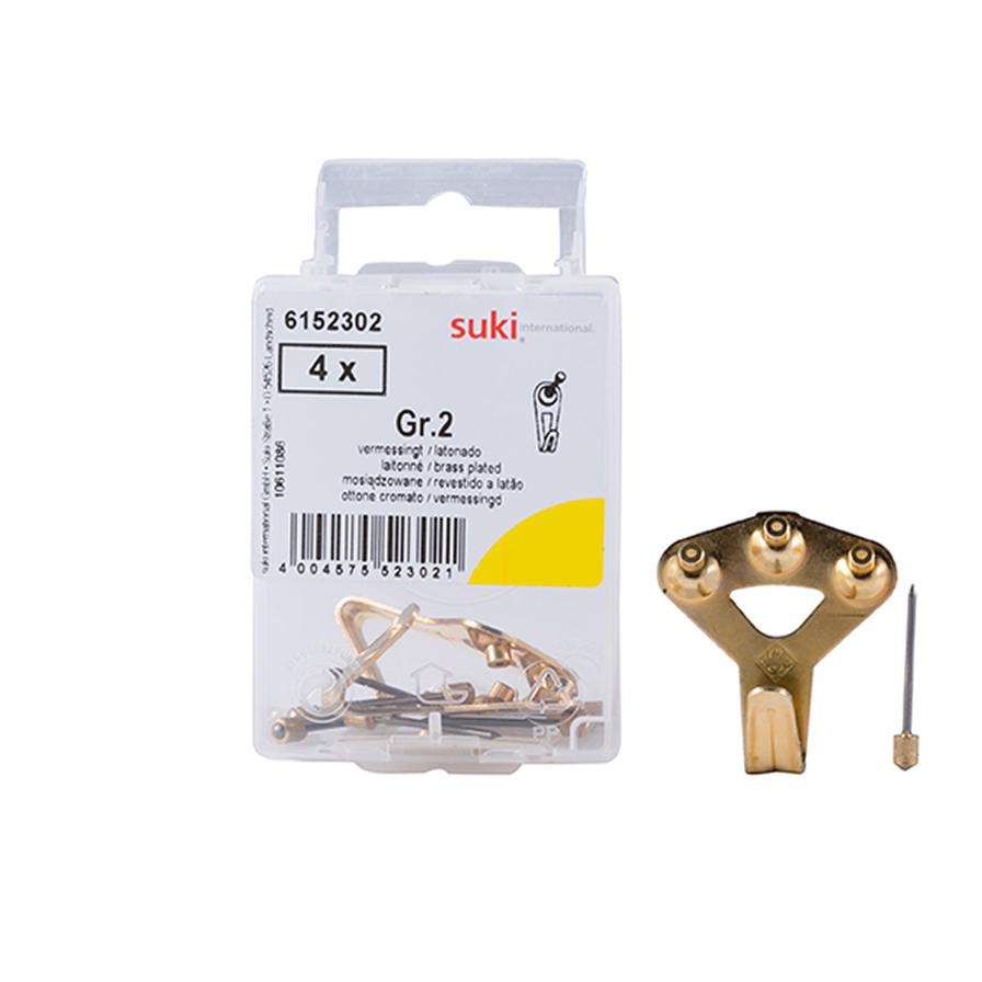 Suki Brass-Plated Steel Picture Hooks (Gr.2, Pack of 4)