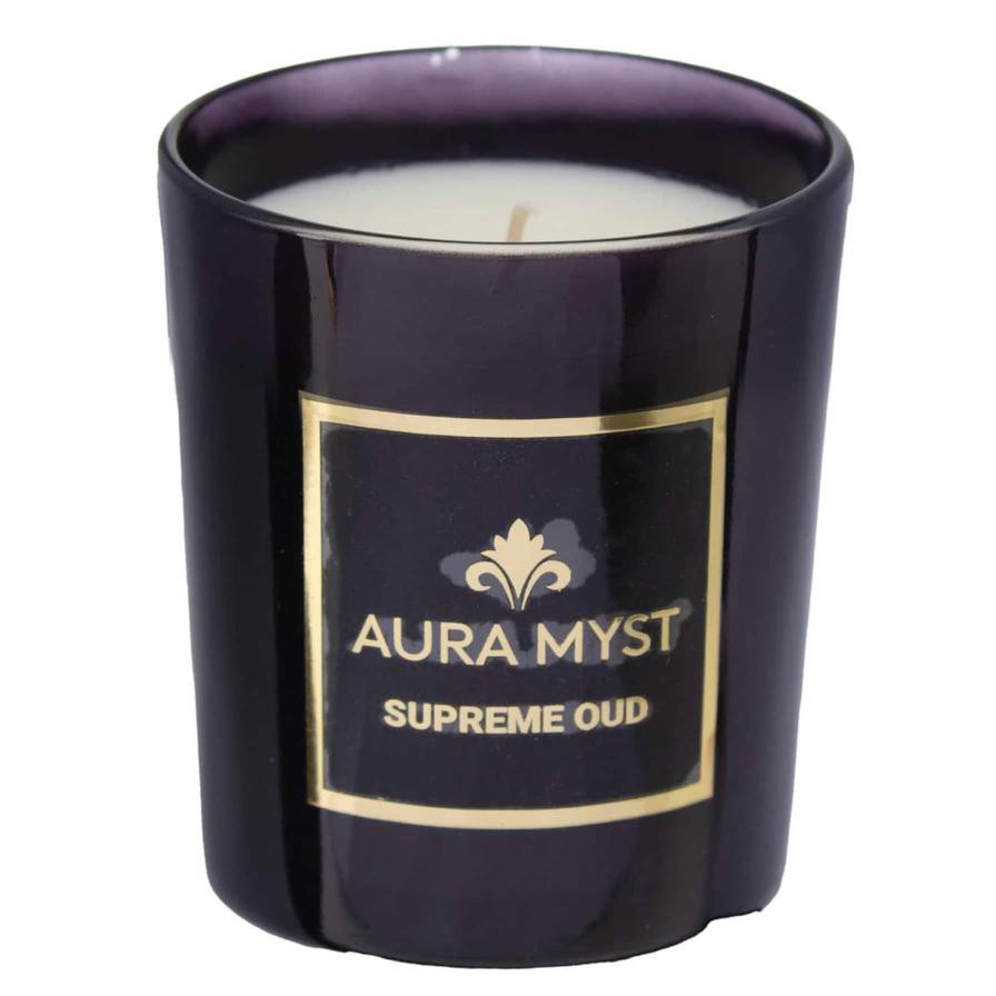 Aura Myst Glass Jar Candle W/ Lid (198 g, Supreme Oud)