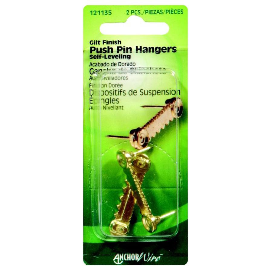 Hillman AnchorWire Gilt Push Pin Picture Hanger (5.08 cm, 2 Pc.)