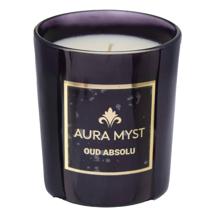 Aura Myst Glass Jar Candle W/ Lid (198 g, Oud Absolu)