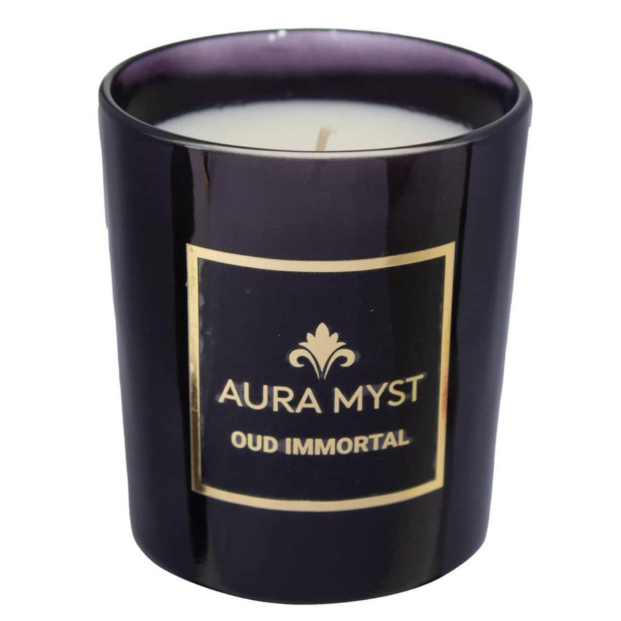 Aura Myst Glass Jar Candle W/ Lid (198 g, Oud Immortal)