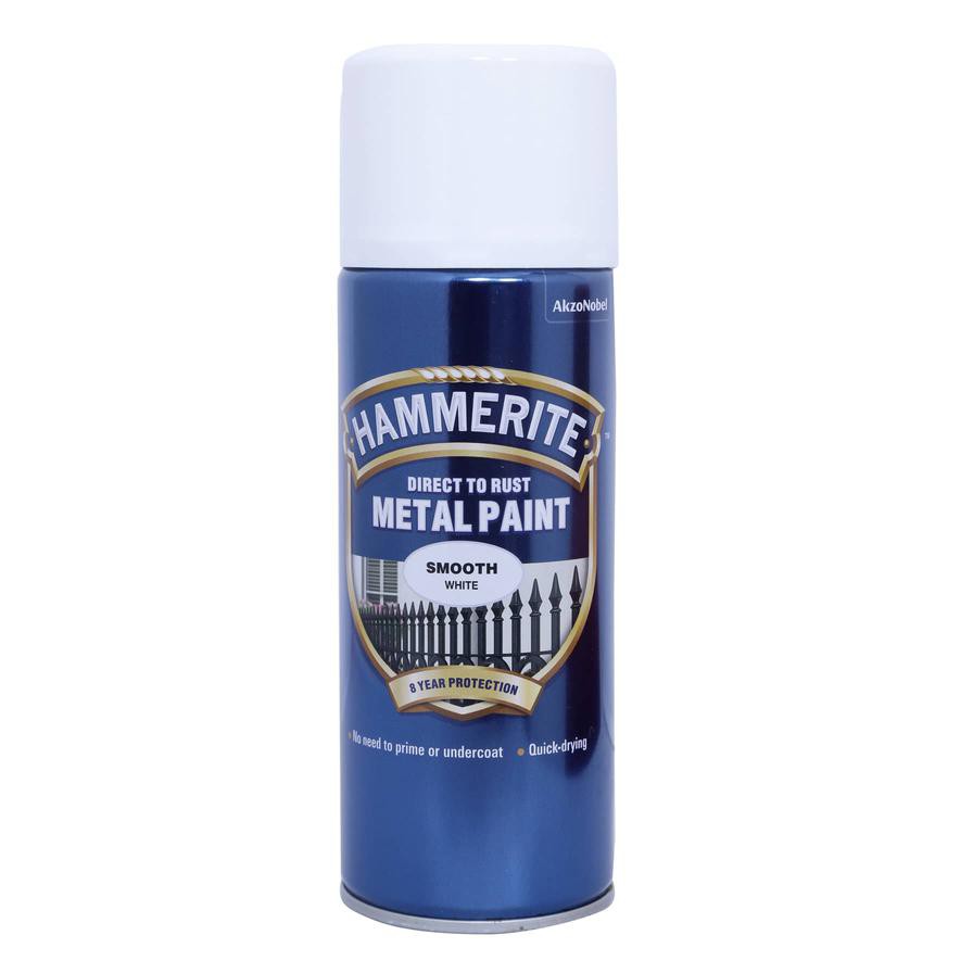 Hammerite Metal Spray Paint (400 ml, Smooth White)