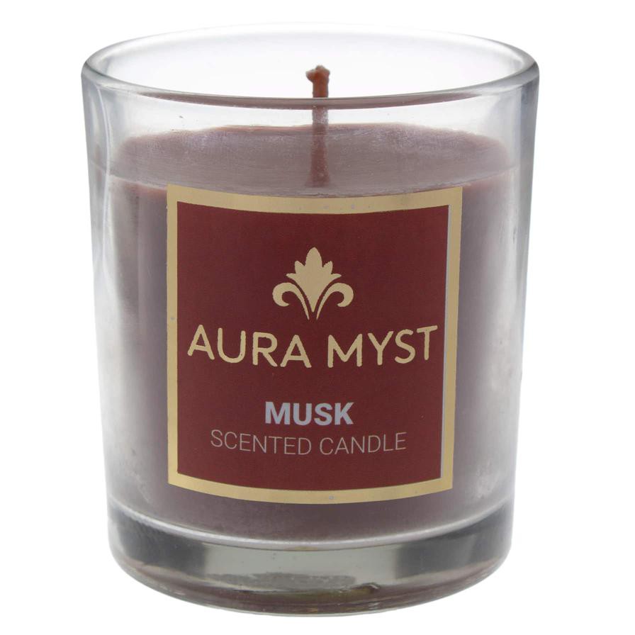 Aura Myst Glass Jar Candle W/Lid (128 g, Musk)