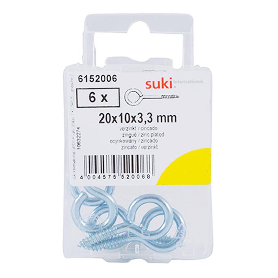 Suki International Zinc-Plated Screw Eye (2 cm, Pack of 6)