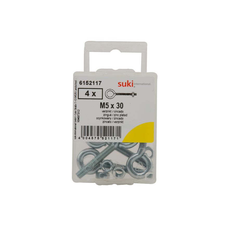 Suki Steel Eye Bolt Pack, M5 x 30 (4 Pc.)