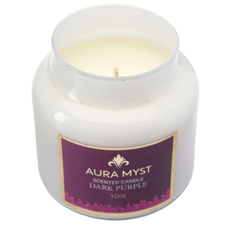 Aura Myst Pearl Glass Jar Candle W/ Lid (283 g, Dark Purple)