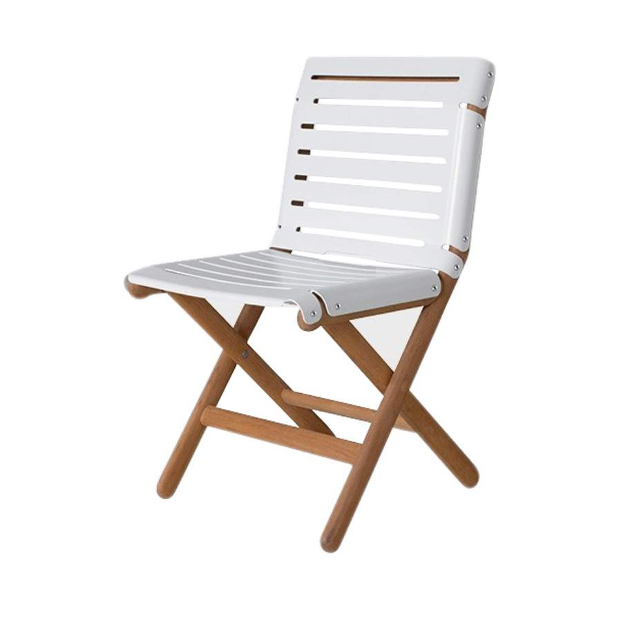 AT800 Aluminum & Teak Wood Dining Side Chair Maiori (100 x 45 x 83 cm, White & Natural)