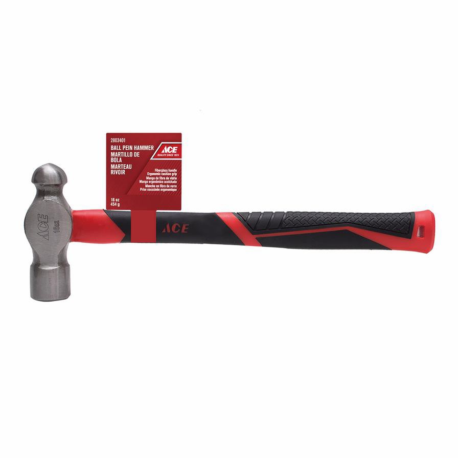 Ace Carbon Steel Ball Pein Hammer W/TPR Handle (453.5 g)