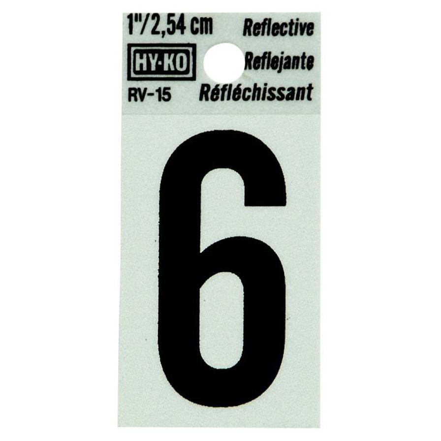 Hy-Ko Reflective Vinyl Self-Adhesive Number 6 (2.54 cm)