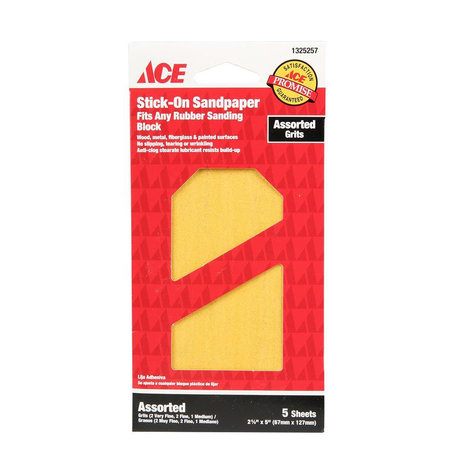 ACE Stick-On Sandpaper (67 x 127 mm, 5 Sheets)