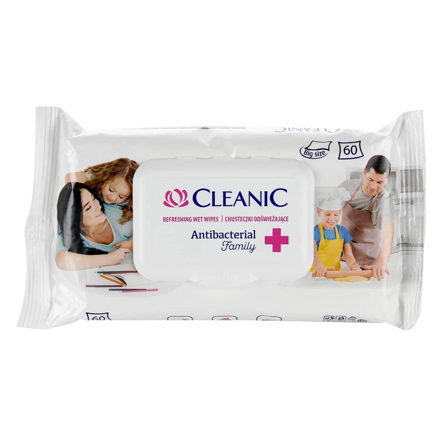 Cleanic Antibacterial Wipes Pack (60 Sheets)