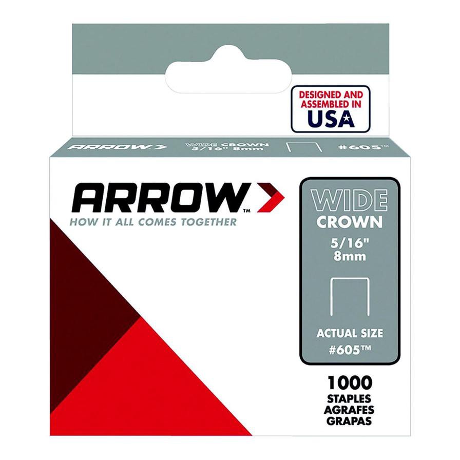 Arrow No.605 Galvanized Steel Wide Crown Staples Pack (0.80 cm, 1000 Pc.)