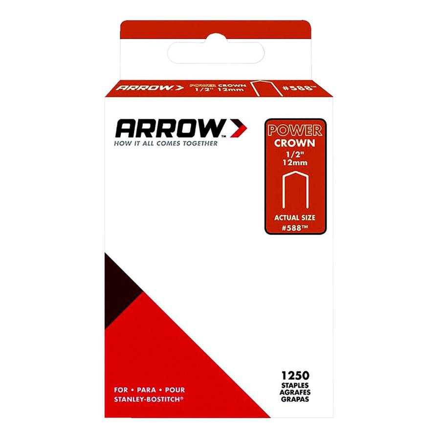 Arrow No.588 Galvanized Steel Power Crown Staples Pack (1.27 cm, 1250 Pc.)