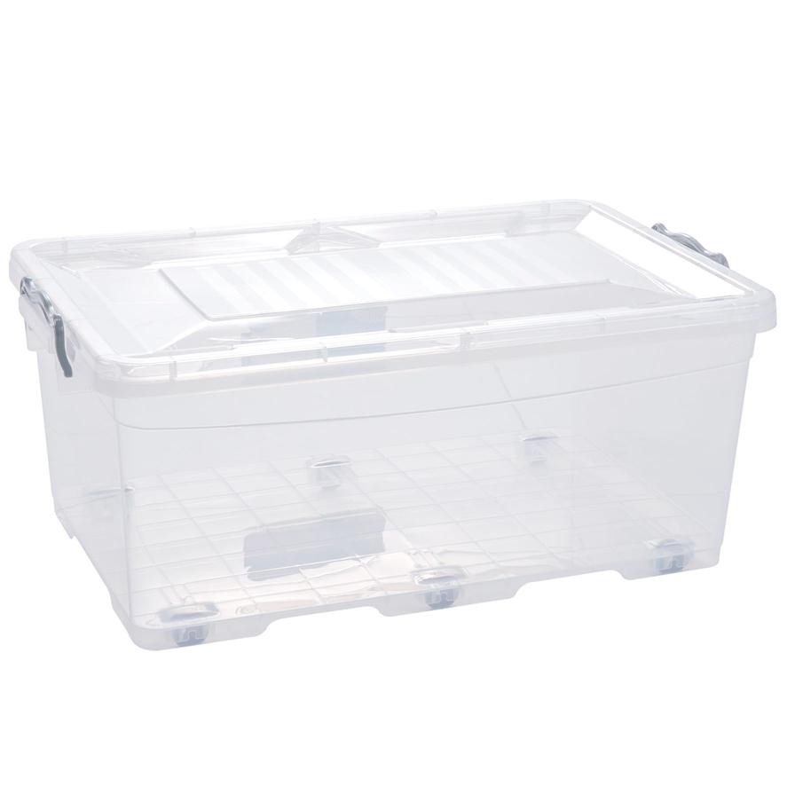 Hobby Life Transparent Plastic Storage Box W/ Wheels (40 L, 62 x 40 x 27.7 cm)