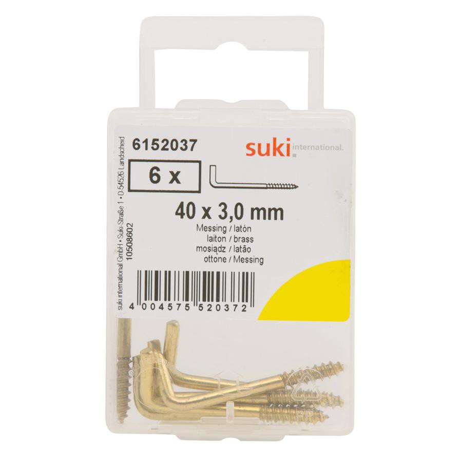 Suki 6152037 L-Shaped Hooks (40 mm, Pack of 6, Golden)