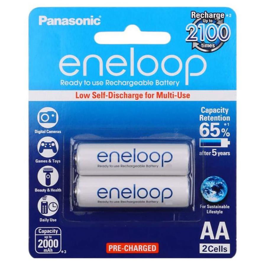 Panasonic eneloop Ni-Mh AA Rechargeable Battery, BK-3MCCE-2BT (2000 mAh, 2 pcs)