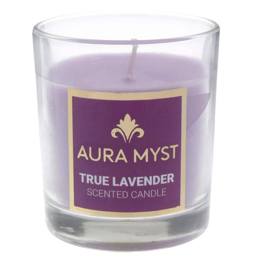 Aura Myst Glass Jar Candle W/Lid (128 g, True Lavender)