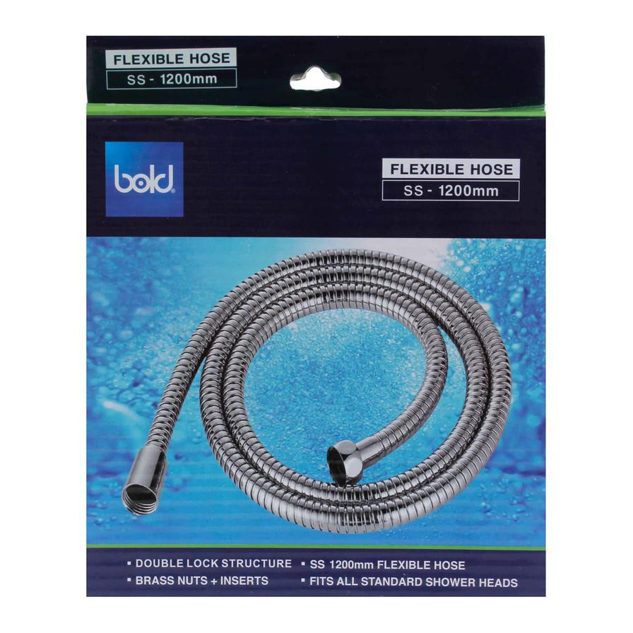 Bold Stainless Steel Flexible Shower Hose (120 cm, Silver)