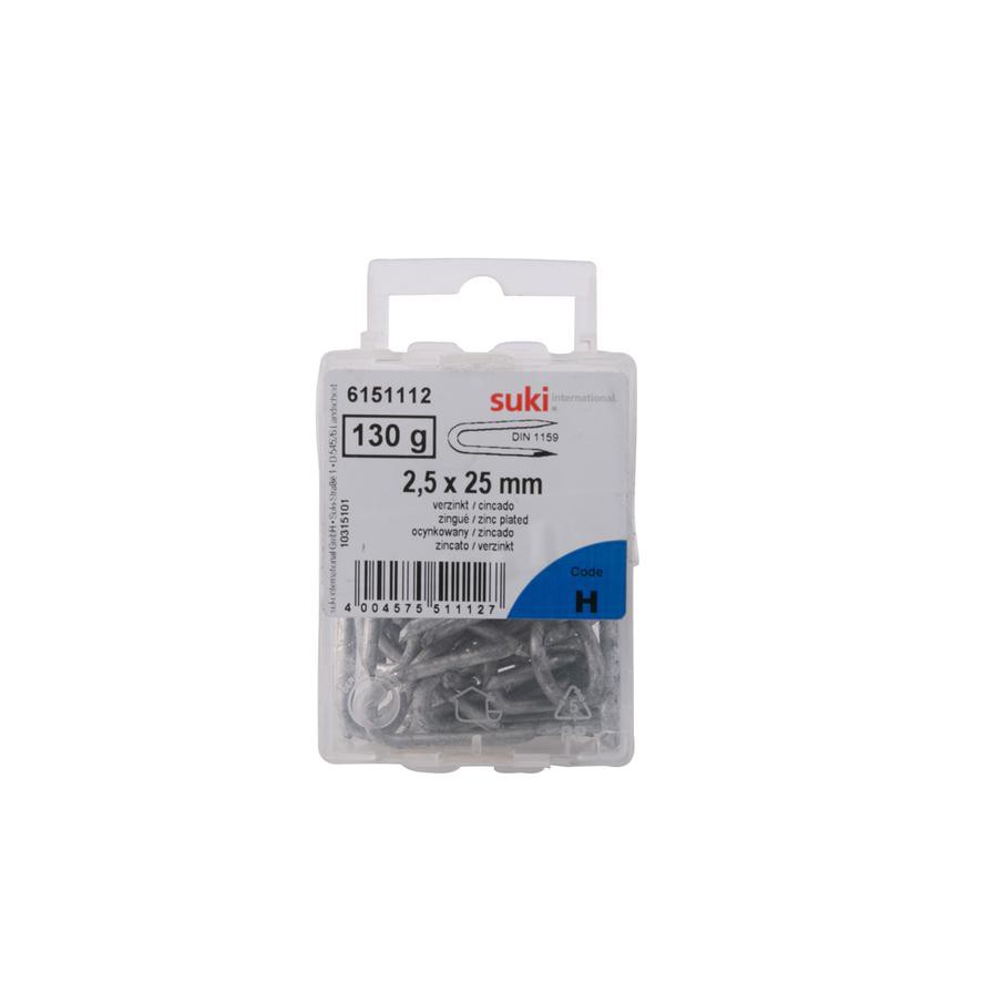 Suki Zinc U-Staples Pack (0.25 x 2.5 cm, 130 g)