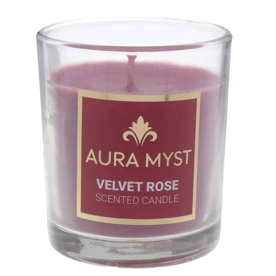 Aura Myst Glass Jar Candle W/Lid (128 g, Velvet Rose)