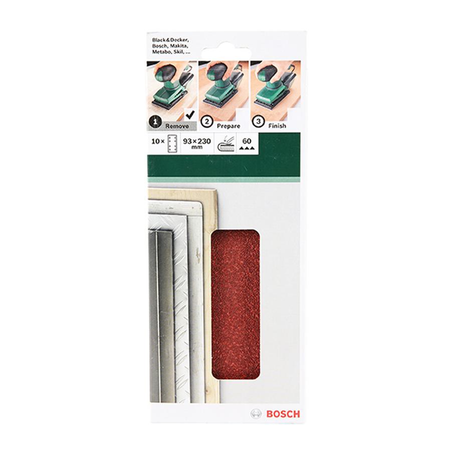 Bosch 8 Hole 40G Orbital Sanding Sheet (93 x 230 mm, Set of 10, Red)