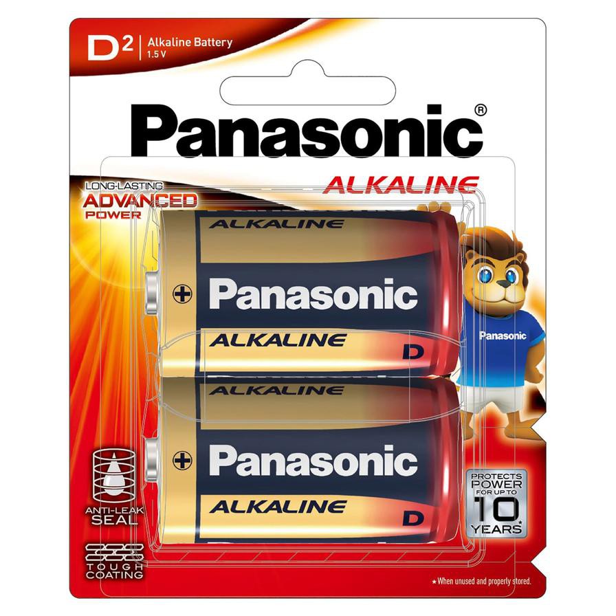 Panasonic D-Type Alkaline Battery, LR20T-2B (1.5 V, 2 pcs)