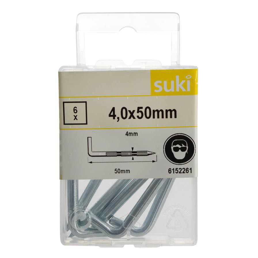 Suki Steel Angle Hook Screw Pack (5 x 0.4 cm, 6 Pc)