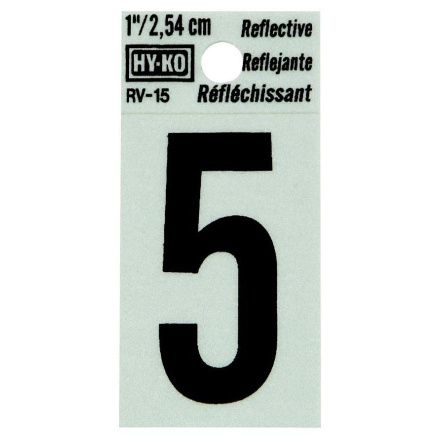 Hy-Ko Reflective Vinyl Self-Adhesive Number 5 (2.54 cm)