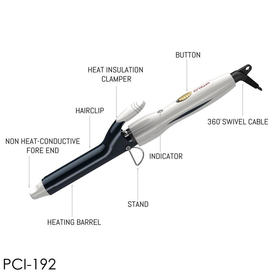 Crownline Corded Curling Iron, PCI-192 (45 W)