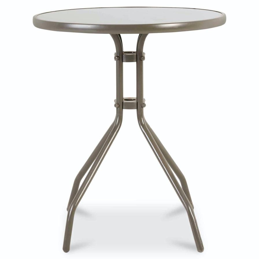 Bari Steel Table W/Glass Top GoodHome (598 x 700 mm)