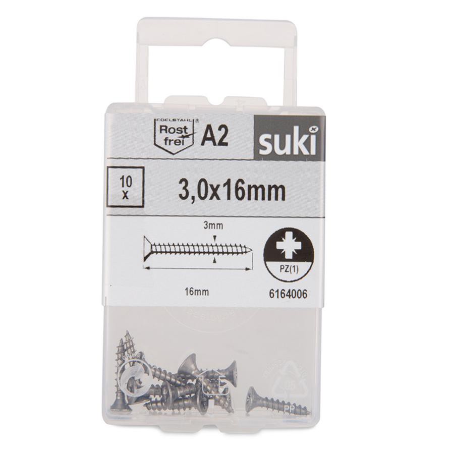 Suki Chipboard Screws (3 x 16 mm, 10 pcs)