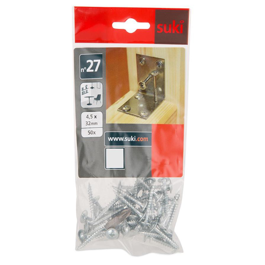 Suki Solutions Flat Top Screws (Pack of 50, 4.5 x 32 mm)