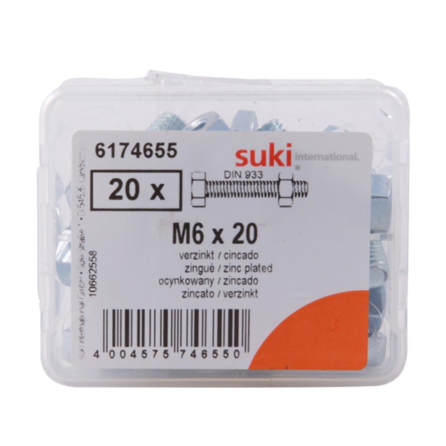 Suki Zinc Plated hex Screws (M6 x 20 mm, Pack of 20)