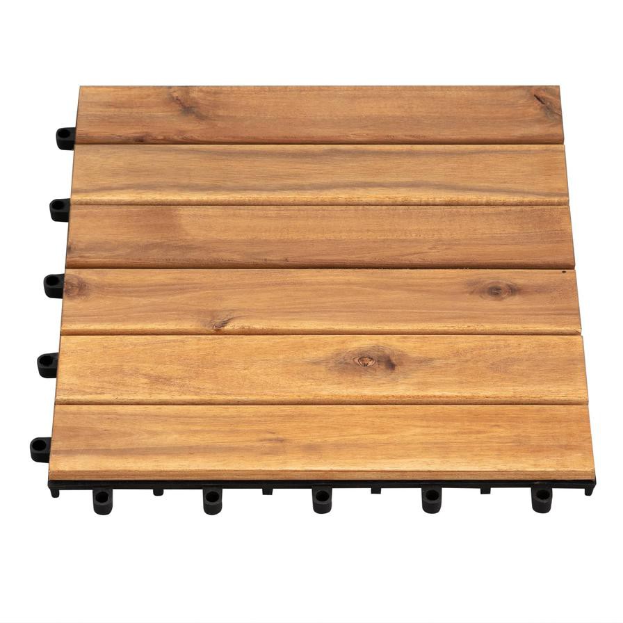 Acacia Floor 6-Slats Deck Tile (30 x 30 x 2 cm, 10 pcs)