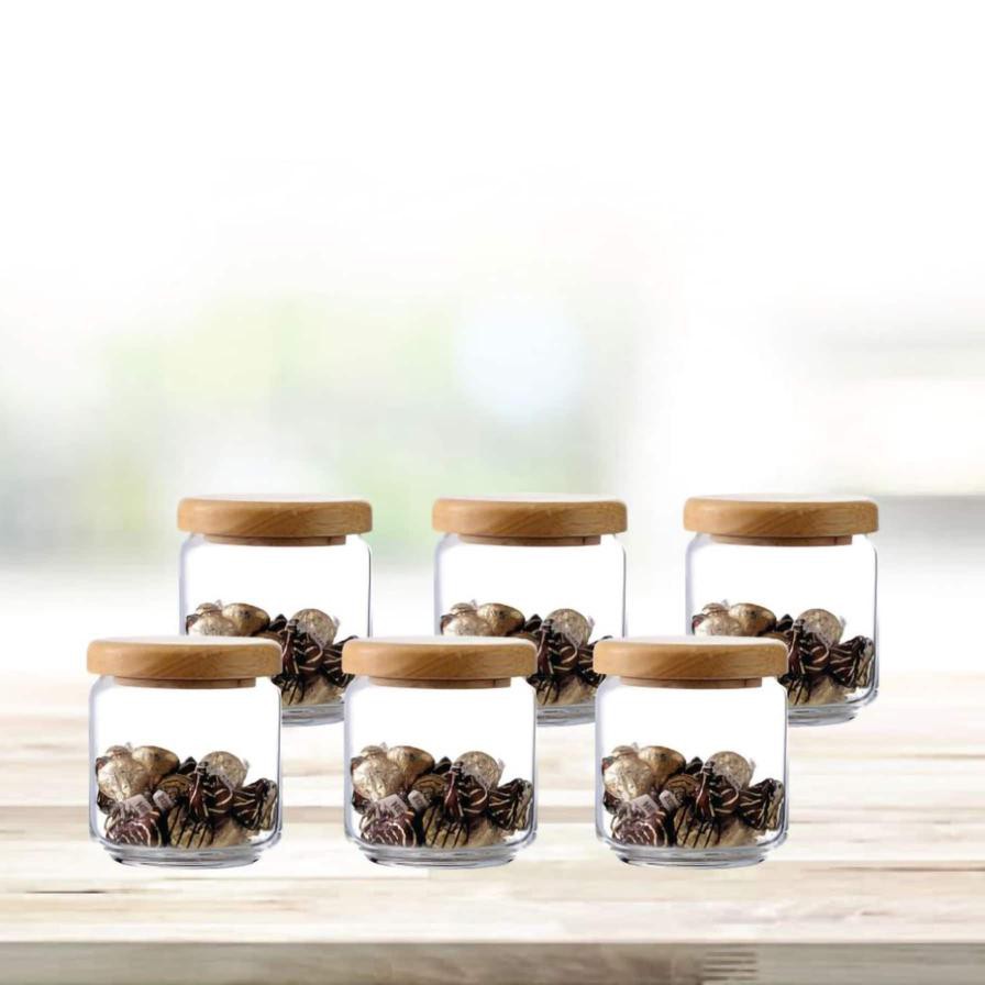 Ocean Wooden Pop Jar Set (500 ml, 6 Pc.)