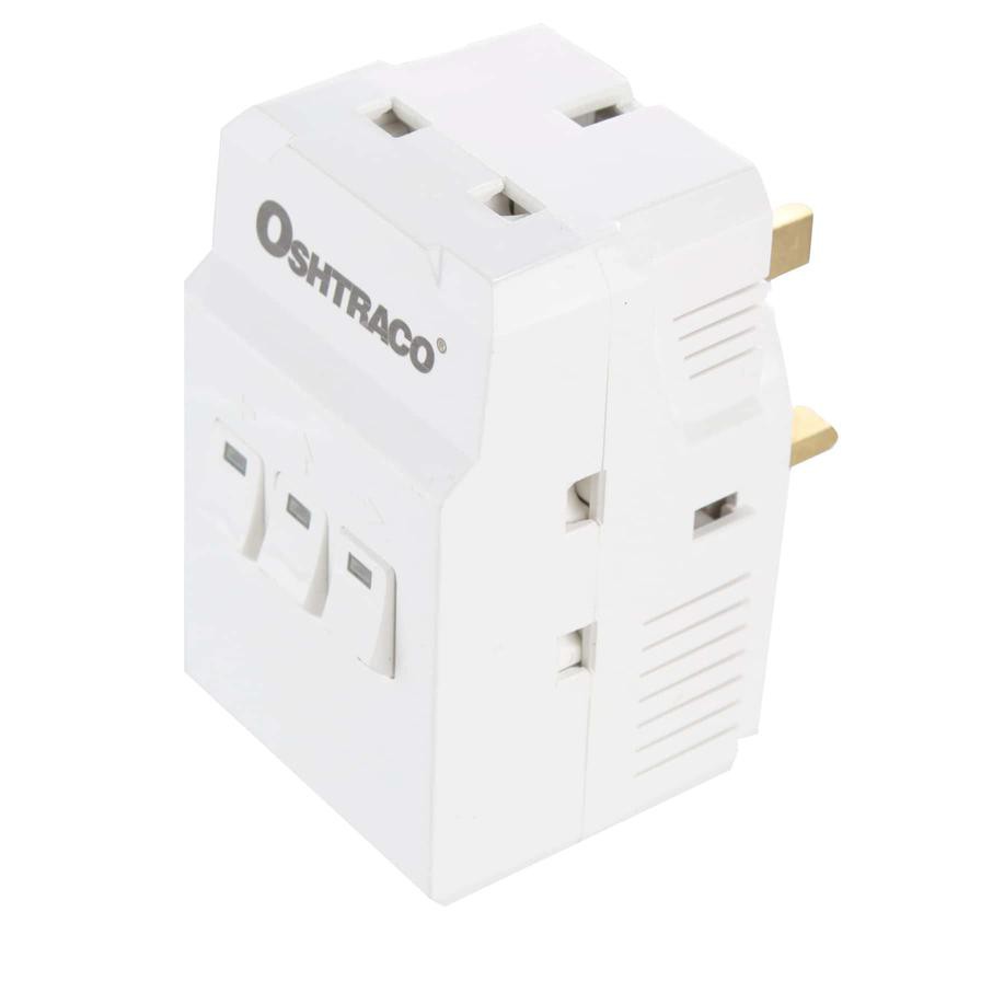 Oshtraco 3-Way Switched Adaptor Plug W/ 3 USB Ports