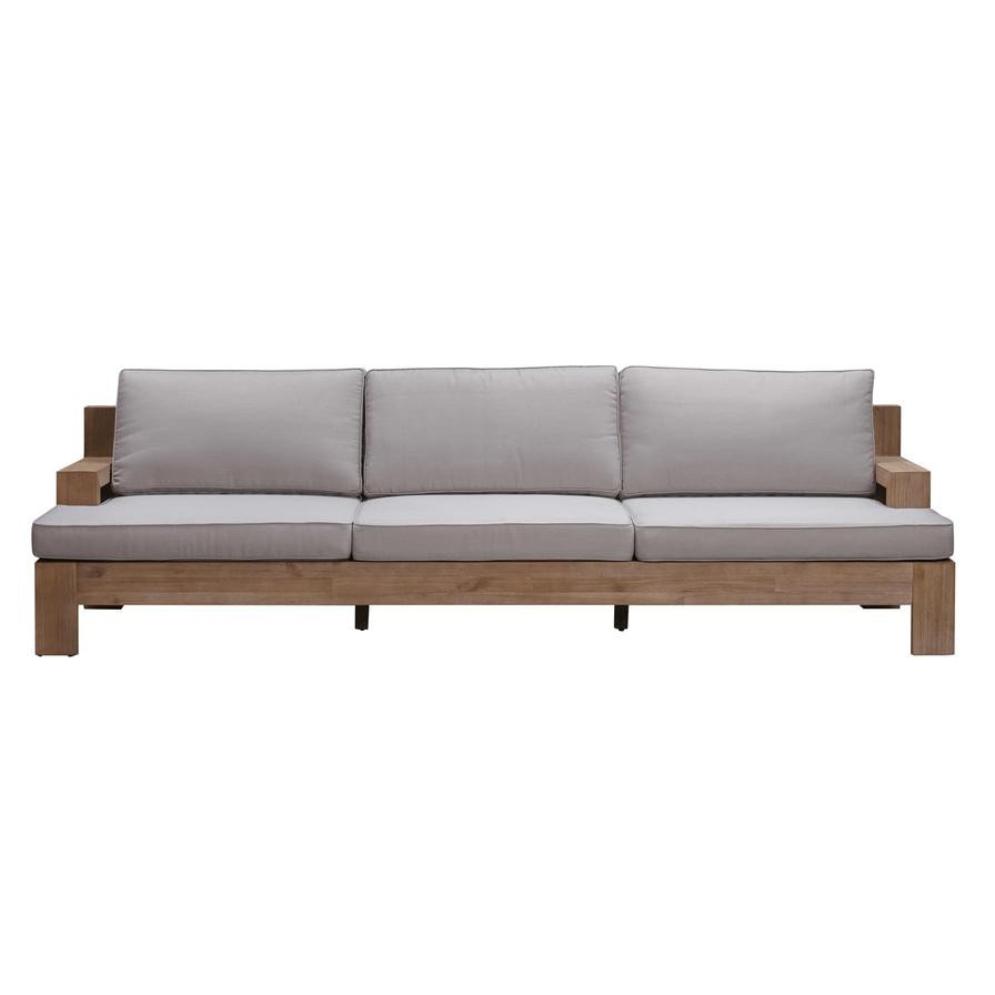 Joshua 3-Seater Acacia Wood Sofa W/Cushion Generic (256 x 80 x 64 cm)