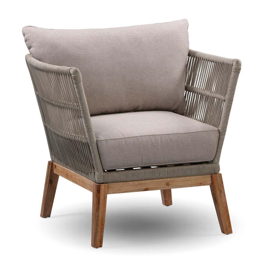 Florida Acacia Wood & Rope Armchair W/Cushions Set Generic (86 x 84 x 78 cm, 2 Pc.)