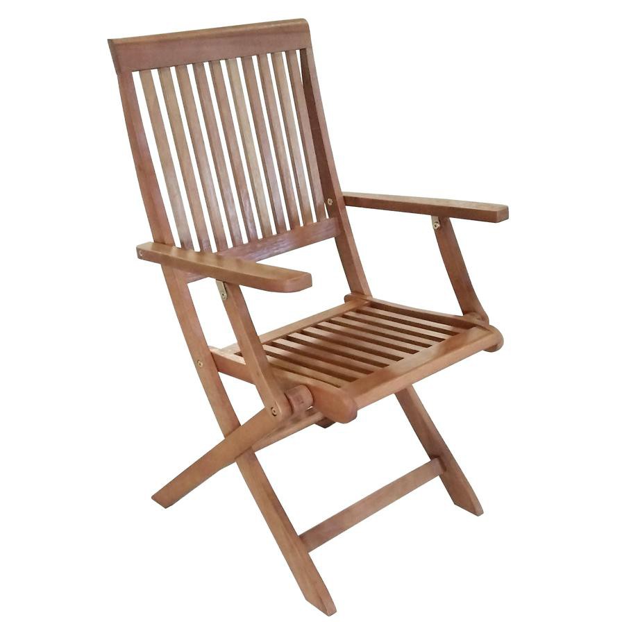 THB Eucalyptus Wood Folding Chair W/Armrest Generic (59.5 x 57 x 94 cm, 2 Pc.)