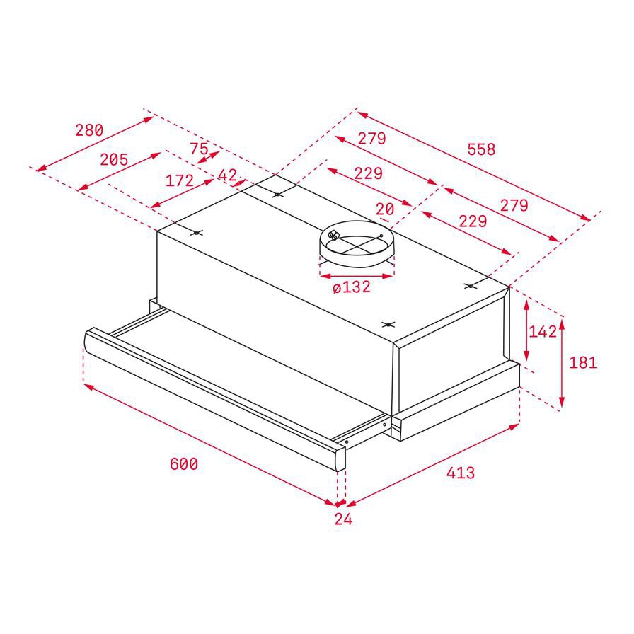 Teka Telescopic Chimney Hood, TL 6310 (60 x 30.4 cm)