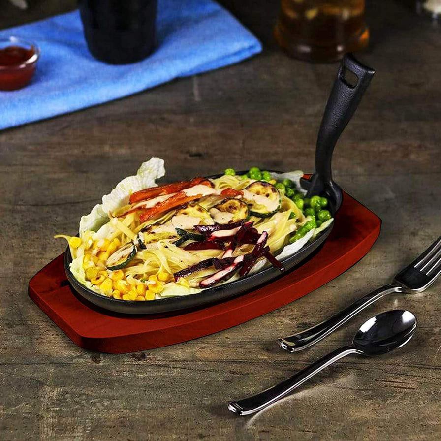 Oval Sizzler Tray W/ Holder, Large (28 x 18 cm)