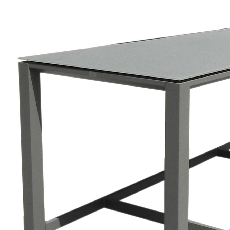 Aluminum Bar Table W/Glass Top Rainbow (210 x 90 x 110 cm, Taupe)