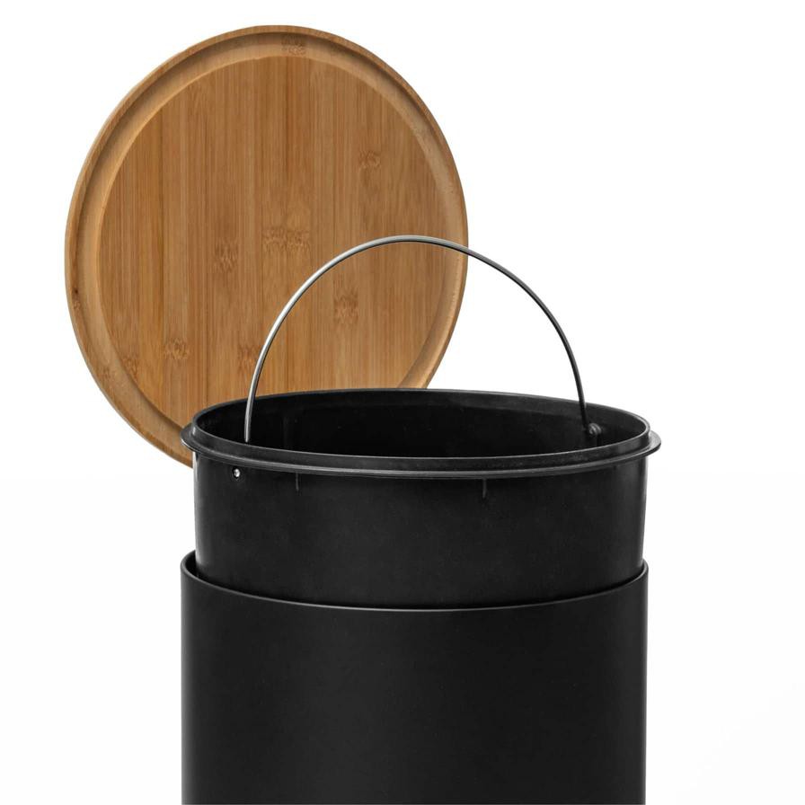 5five Metal Dustbin W/ Bamboo Lid (30 L)