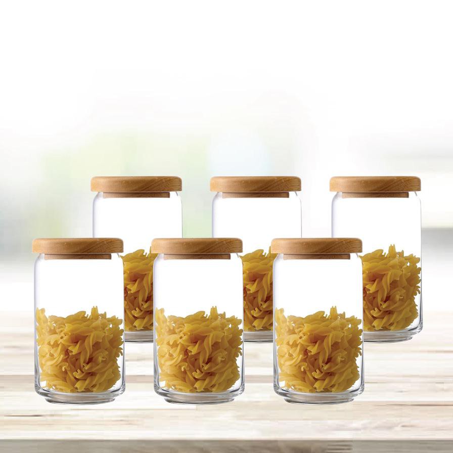 Ocean Wooden Pop Jar Set (1 L, 6 Pc.)