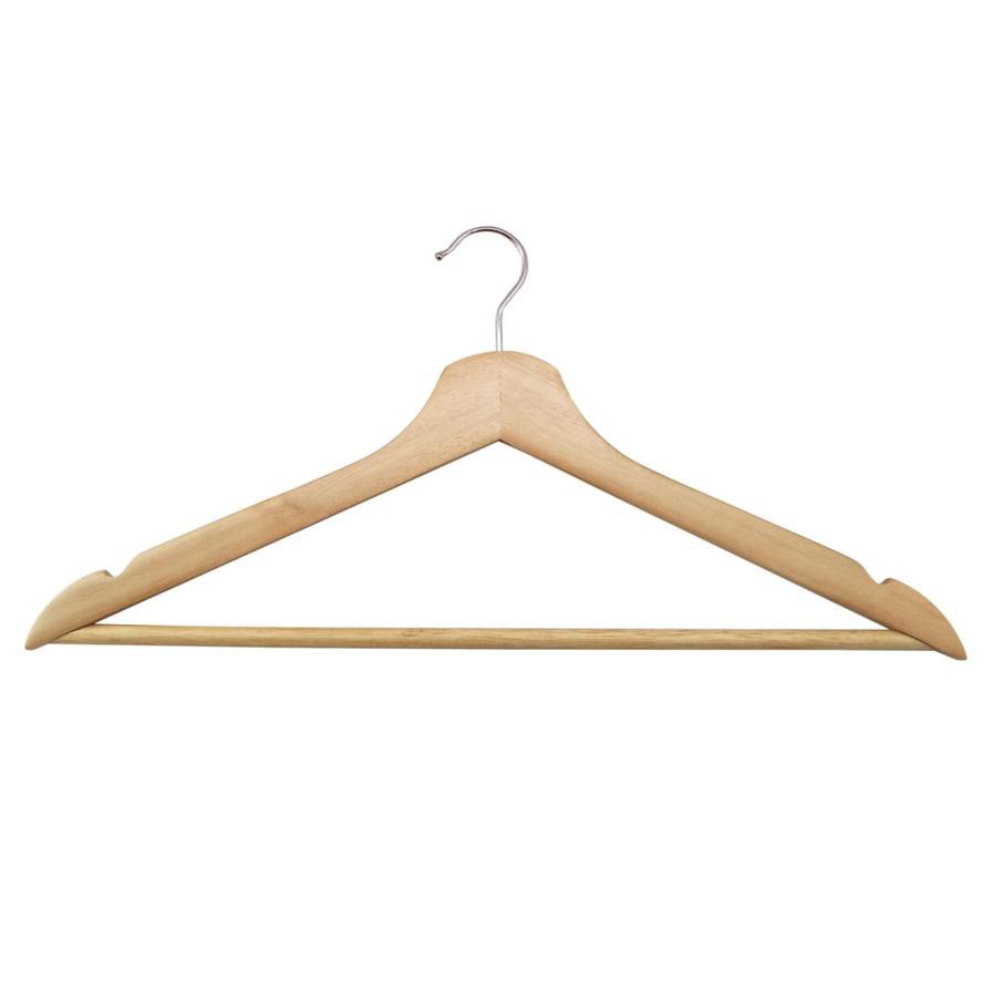 Wooden Flat Hanger W/ Round Bar (44.5 cm, 5 pcs)