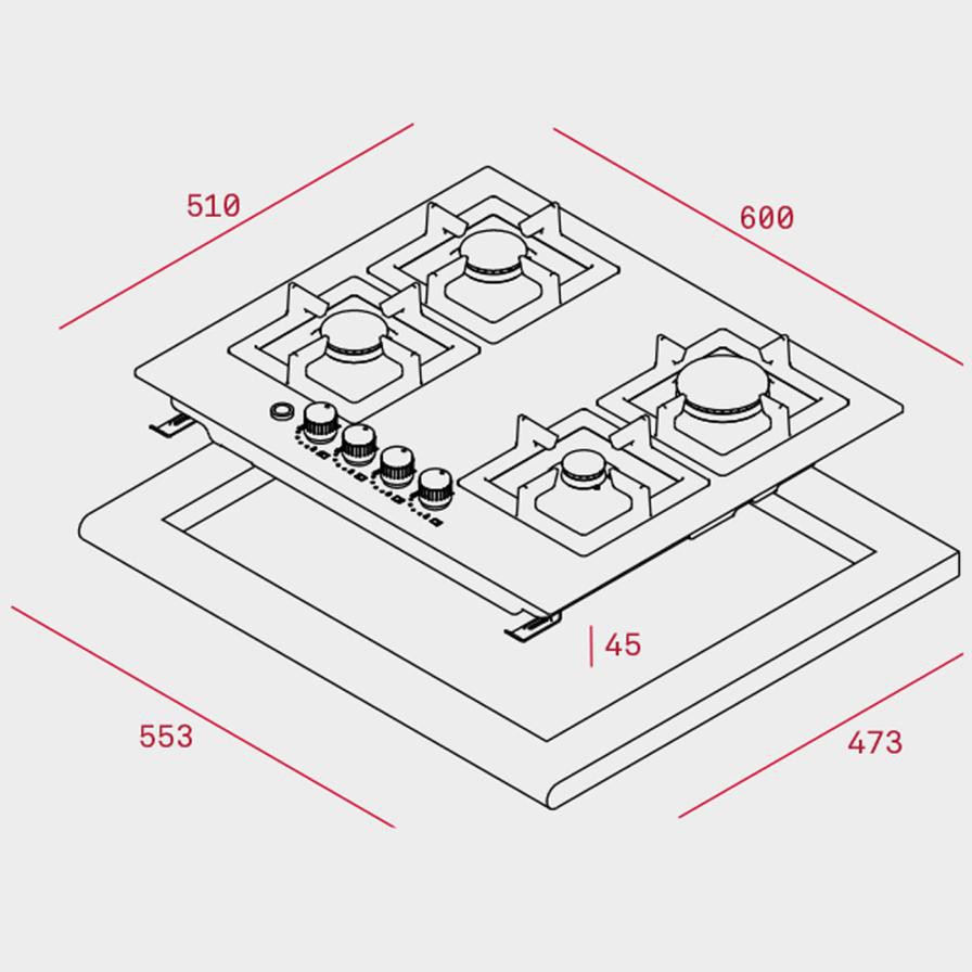 Teka Built-In 4-Burner Gas Hob, EFX 60.1 4G AI AL DR (4.5 x 60 x 51 cm)