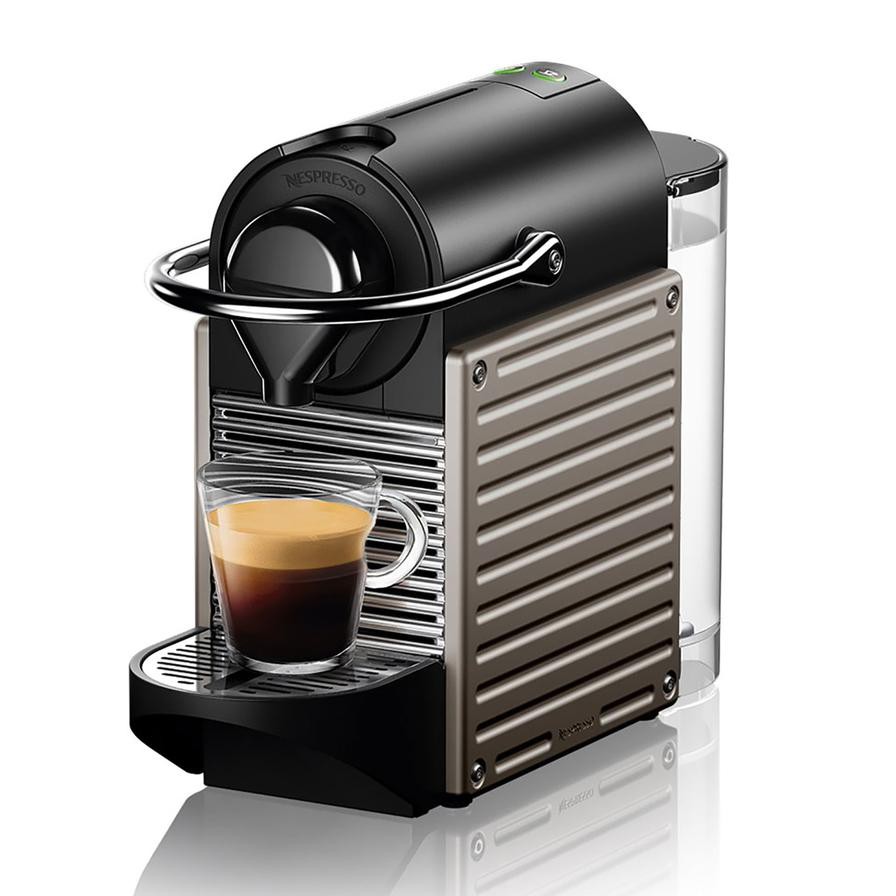 Nespresso Pixie C61 Titan Coffee Machine + Aeroccino Milk Frother Package (700 ml, 1260 W)