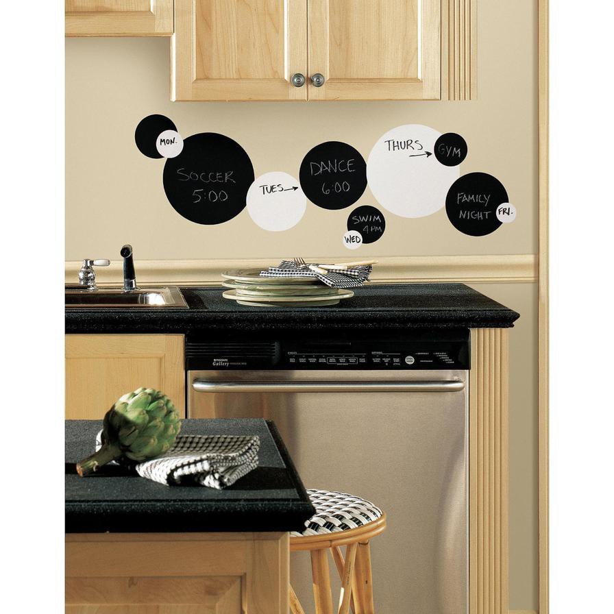 RoomMates Black & White Chalkboard & Dry Erase Dots Wall Decals