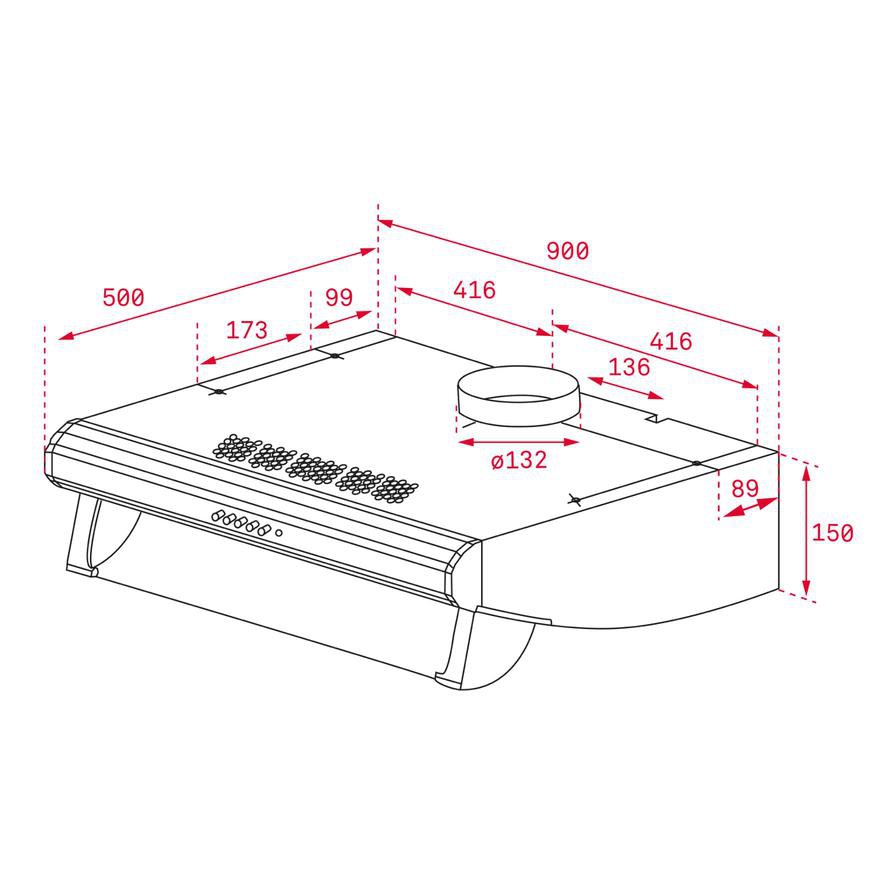 Teka Built-In Traditional Chimney Hood, C 9310 (15 x 90 x 50 cm)