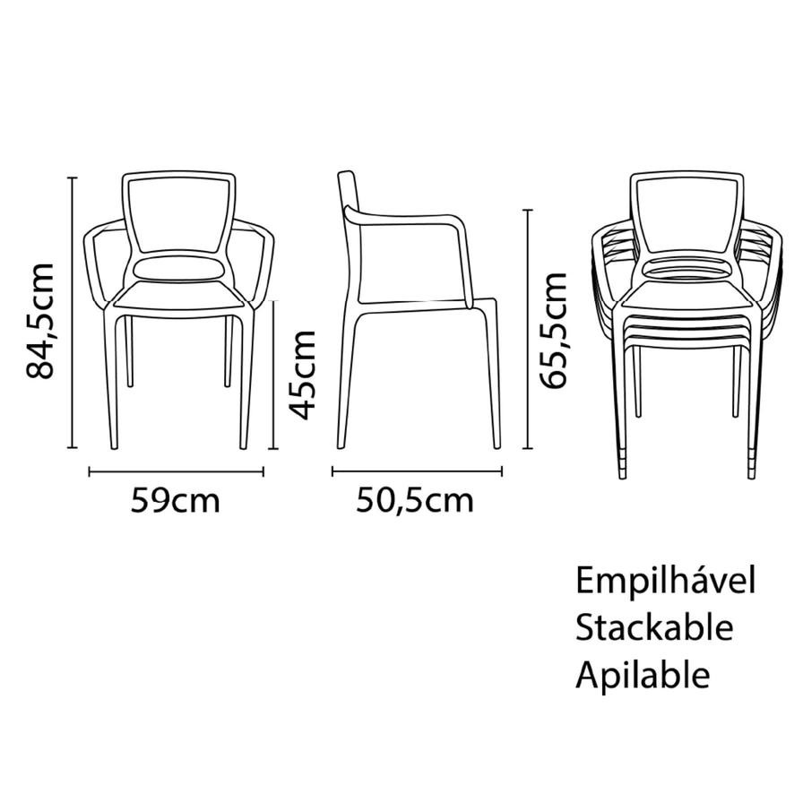 Tramontina Sofia Summa Polypropylene & Fiberglass Closed Backrest Armchair (59 x 84.5 x 50.5 cm)